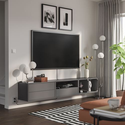 IKEA - EKET, duvar dolabı kombinasyonu, koyu gri, 210x35x35 cm