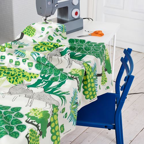 IKEA - ALGÖRT, kesilmiş kumaş, beyaz-yeşil, 150x300 cm