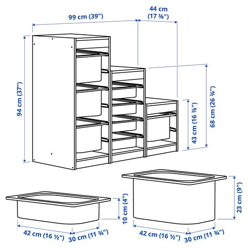 IKEA - TROFAST, saklama ünitesi, beyaz, 99x44x94 cm