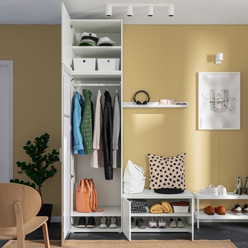 IKEA - PLATSA/FONNES/STRAUMEN, PLATSA gardırop, beyaz-ayna, 140x57x241 cm
