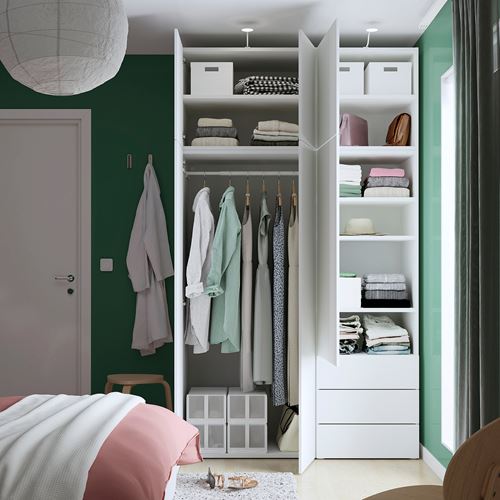 IKEA - PLATSA/FONNES, PLATSA gardırop, beyaz, 140x57x241 cm