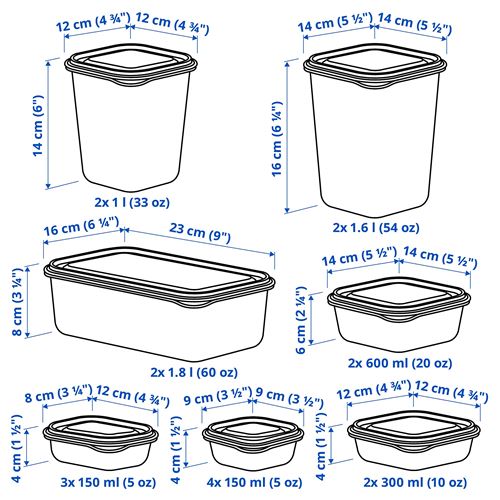 IKEA - PRUTA, plastik saklama kabı seti, yeşil