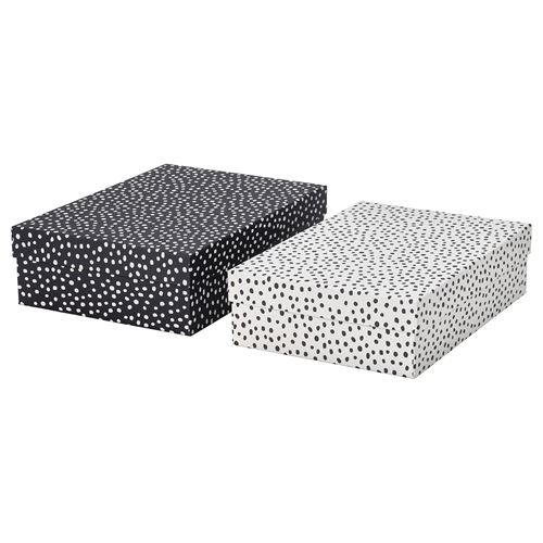 IKEA - RATTAREN, kapaklı kutu, siyah-beyaz