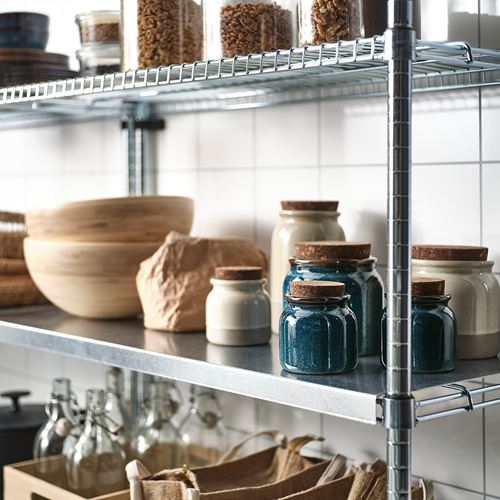 IKEA - BRUGDHAJ, seramik kavanoz, mavi, 1 lt