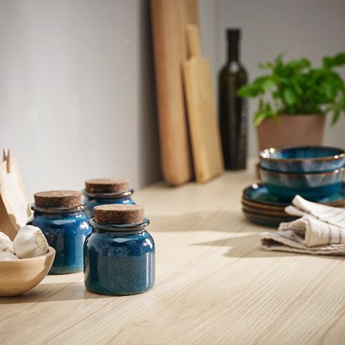 IKEA - BRUGDHAJ, stoneware jar, blue, 0,3 l