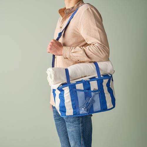 IKEA - PILLERSTARR, soğutucu çanta, desenli-mavi, 38x22x26 cm