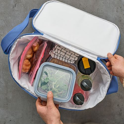 IKEA - PILLERSTARR, soğutucu çanta, desenli-mavi, 38x22x26 cm