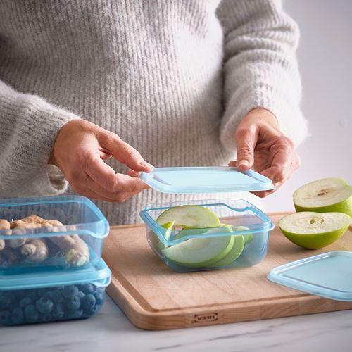 IKEA - PRUTA, plastik saklama kabı seti, mavi, 0,6 lt