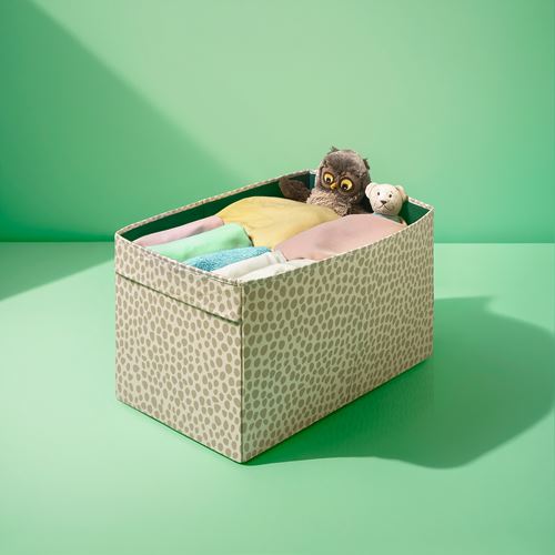 IKEA - SLAKT, box, beige/green, 55x33x33 cm
