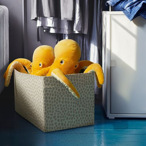 IKEA - SLAKT, box, beige/green, 55x33x33 cm