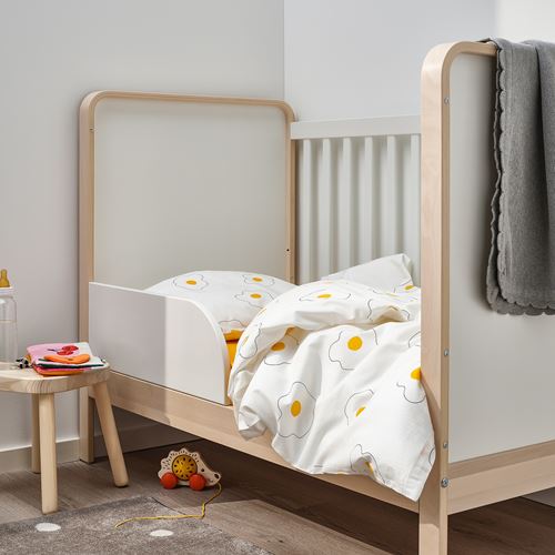 IKEA - ÖGONLOCKSMAL, bebek nevresim takımı, beyaz-sarı, 60x120 cm