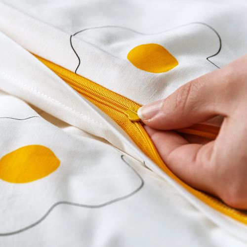 IKEA - ÖGONLOCKSMAL, bebek nevresim takımı, beyaz-sarı, 60x120 cm