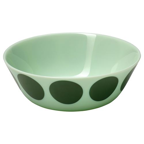 IKEA - OFTAST, cam kase, açık yeşil-nokta deseni, 15 cm