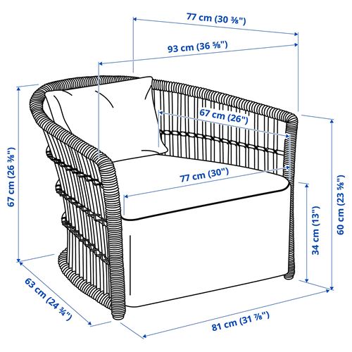 IKEA - STOCKHOLM 2025, rattan koltuk, djurmo gri-beyaz