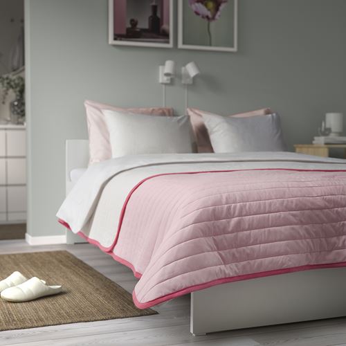IKEA - VETEJORDFLY, bedspread/blanket, pink/white, 160x250 cm