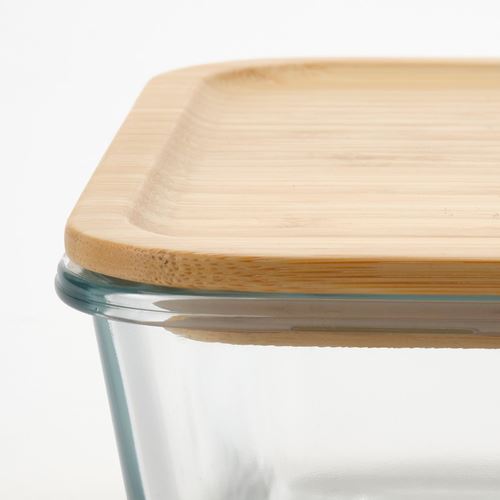 IKEA - IKEA 365+, kapaklı cam saklama kabı, cam-bambu, 3,1 lt