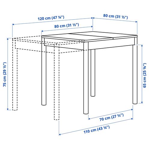 IKEA - TONSTAD, açılır mutfak masası, kahverengi-meşe kaplama, 2-4 kişilik