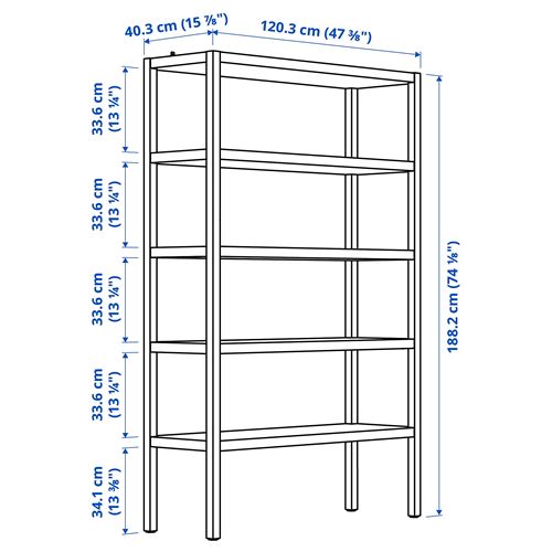 IKEA - STOCKHOLM 2025, açık raf ünitesi, meşe kaplama-koyu kahve, 120x40x188 cm