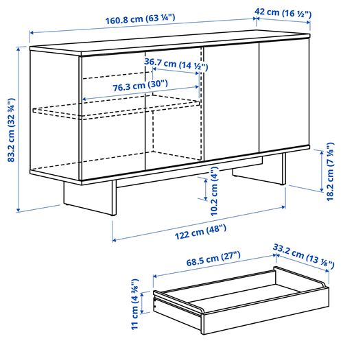 IKEA - STOCKHOLM 2025, konsol, meşe kaplama, 161x42x83 cm