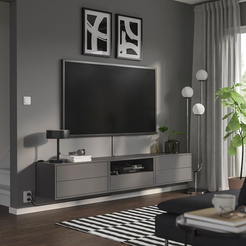 IKEA - EKET, Wall-mounted cabinet combination, dark grey, 210x35x35 cm