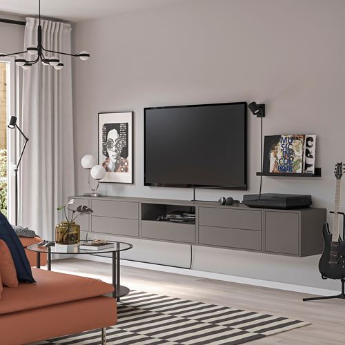 IKEA - EKET, Wall-mounted cabinet combination, dark grey, 280x35x35 cm