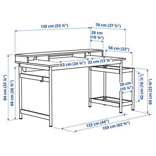 IKEA - MULLSJÖ, çalışma masası, meşe kaplama, 135x70 cm