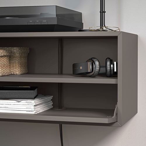 IKEA - EKET, Wall-mounted cabinet combination, dark grey, 210x35x35 cm