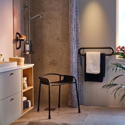 IKEA - BASINGEN, banyo taburesi, antrasit