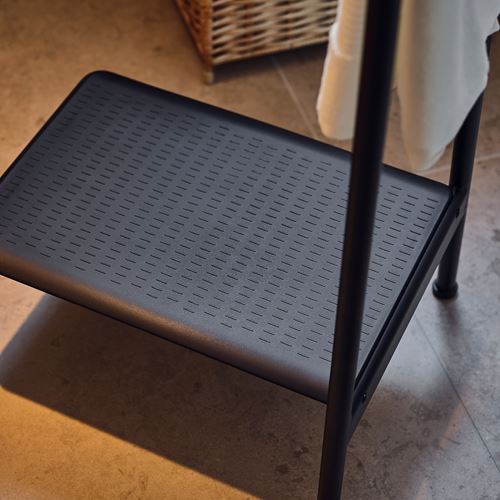 IKEA - BASINGEN, tırabzanlı basamaklı tabure, antrasit