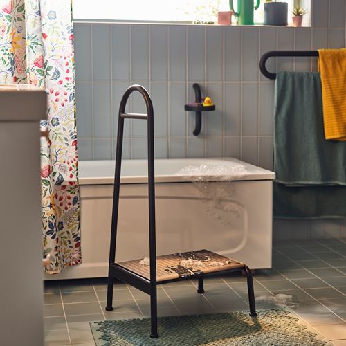 IKEA - BASINGEN, tırabzanlı basamaklı tabure, antrasit