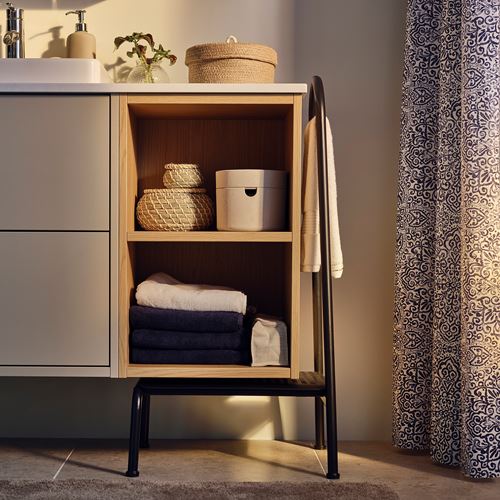 IKEA - BASINGEN, tırabzanlı basamaklı tabure, antrasit