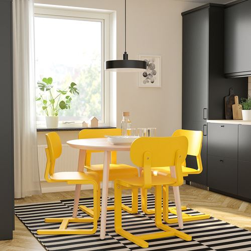 IKEA - LYCKAN, ahşap sandalye, sarı-huş