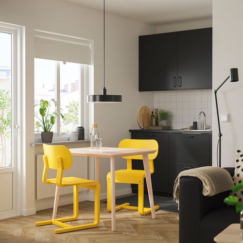 IKEA - LISABO/LYCKAN, mutfak masası takımı, dişbudak kaplama/sarı huş kaplama, 2 sandalyeli