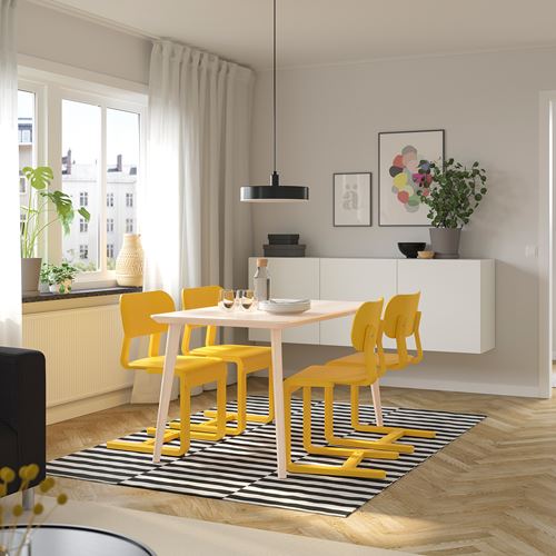 IKEA - LYCKAN, ahşap sandalye, sarı-huş