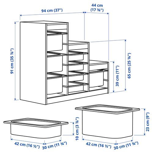 IKEA - TROFAST, storage-unit, pine-multicolored, 94x44x91 cm