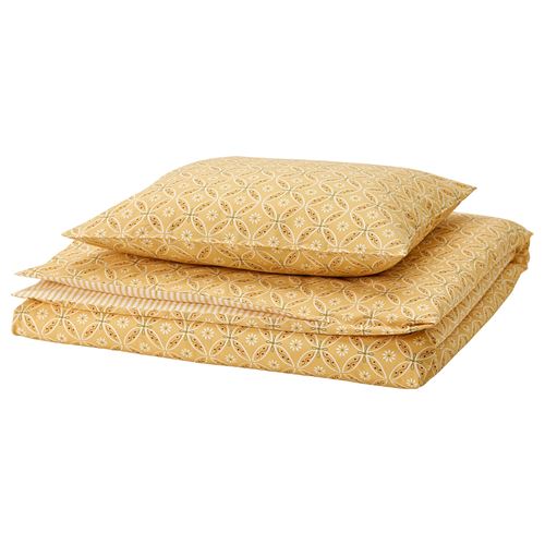 IKEA - HAMNSENAP, tek kişilik nevresim seti, sarı-çok renkli, 150x200/50x60 cm