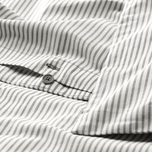 IKEA - SOLFIBBLA, tek kişilik nevresim seti, gri-beyaz, 150x200/50x60 cm