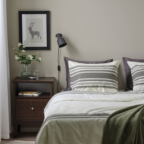 IKEA - JATTEFRAKEN, çift kişilik nevresim seti, beyaz-koyu gri, 240x220/50x60 cm