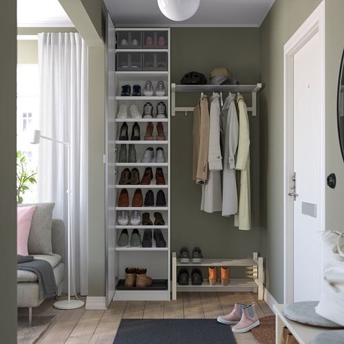 IKEA - PAX/AHEIM, ayakkabı dolabı, beyaz-aynalı cam, 50x38x236 cm