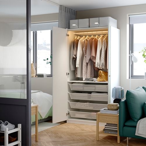IKEA - PAX/LINNABERG, PAX wardrobe, green/white, 100x60x201 cm