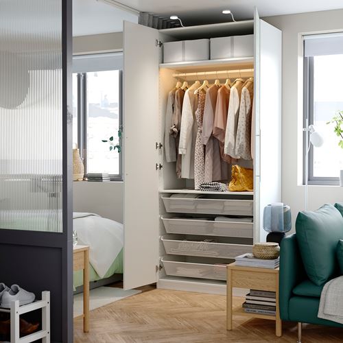 IKEA - PAX/LINNABERG, PAX gardırop, yeşil-beyaz, 100x60x236 cm