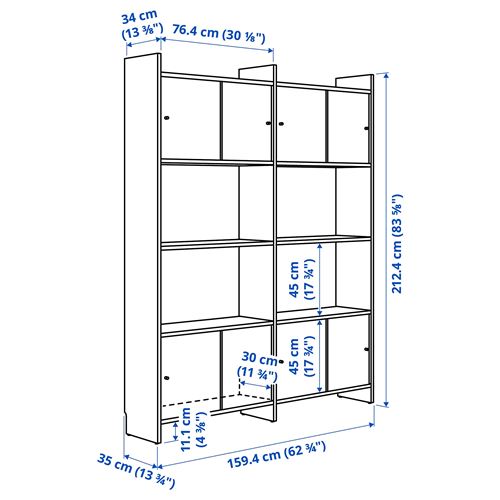 IKEA - LADMAKARE, sürgü kapaklı saklama kombinasyonu, meşe görünümlü, 159x35x212 cm