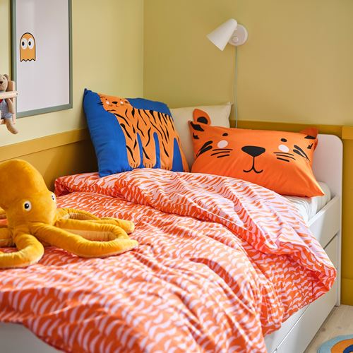 IKEA - NATTHAGER, kids' bedding set, orange, 150x200/50x60 cm