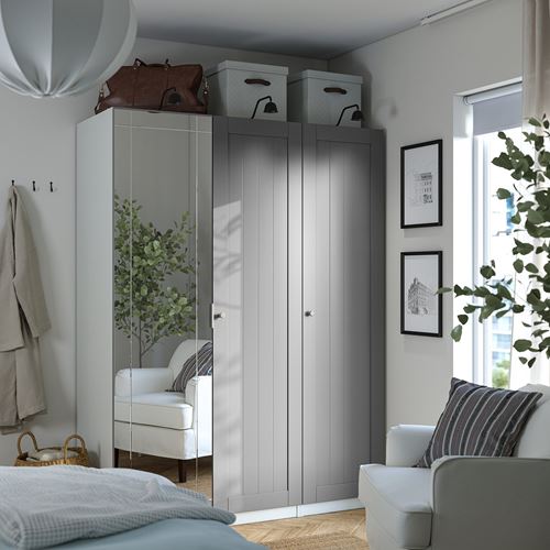 IKEA - PAX/KAMMARTORP/GULLABERG, PAX wardrobe, white-mirror glass, 150x60x201 cm