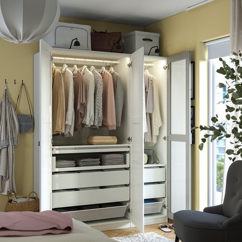 IKEA - PAX/KAMMARTORP/TYSSEDAL, PAX wardrobe, white-mirror glass, 150x60x201 cm