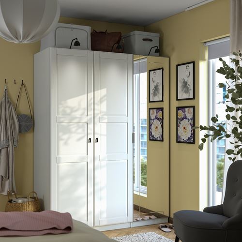 IKEA - PAX/KAMMARTORP/TYSSEDAL, PAX wardrobe, white-mirror glass, 150x60x201 cm