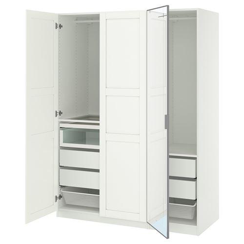 IKEA - PAX/KAMMARTORP/TYSSEDAL, PAX wardrobe, white-mirror glass, 150x60x201 cm