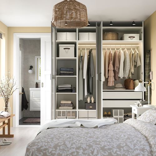 IKEA - PAX/KAMMARTORP/GULLABERG, PAX gardırop, beyaz-aynalı cam, 200x60x236 cm