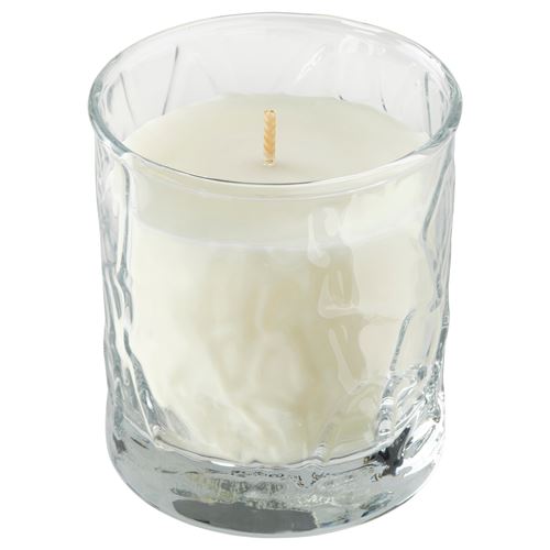 IKEA - HÖSTAGILLE, bardakta kokulu mum, beyaz, 35 saat
