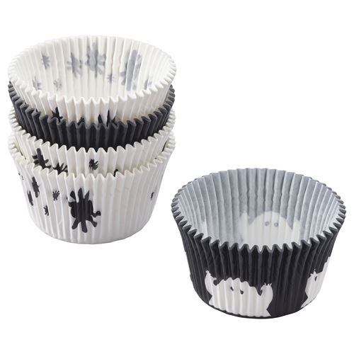 IKEA - KUSTFYR, muffin kağıdı, karışık desenler-beyaz/siyah